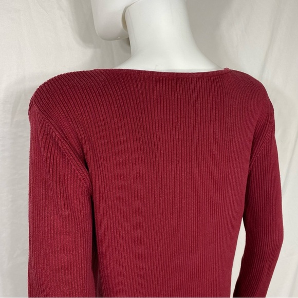 Newport News Burgundy Ribbed Long Legging Length Sweater - Picture 4 of 6